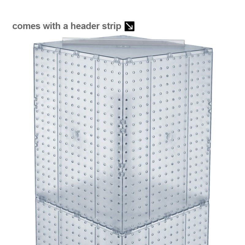 Azar Displays 701465-WHT White Four-Sided Pegboard Tower Floor Display on Revolving Wheeled Base. Spinner Rack Stand. Panel Size: 14"W x 60"H - Image 4