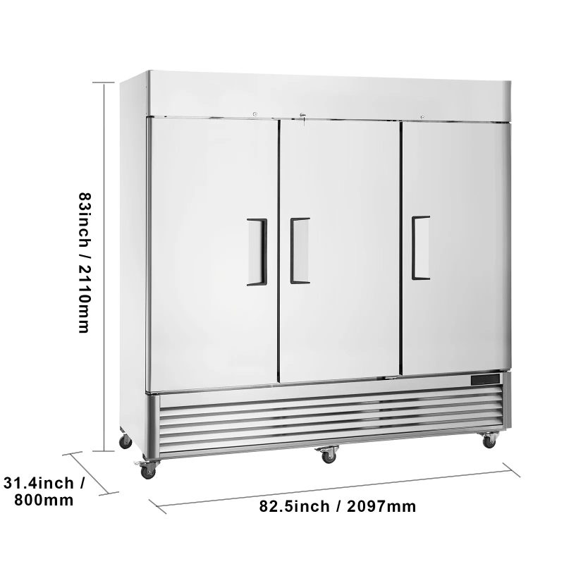 SKYSHALO Commercial Freezer 60.42 Cu.ft Reach In Upright Freezer 3 Doors 12 Shelves - Image 8