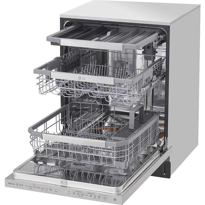 LG - 24" Top Control Built-In Smart WiFi-Enabled Dishwasher with Steam, 3rd Rack and Stainless Steel Tub - Stainless steel - Image 13