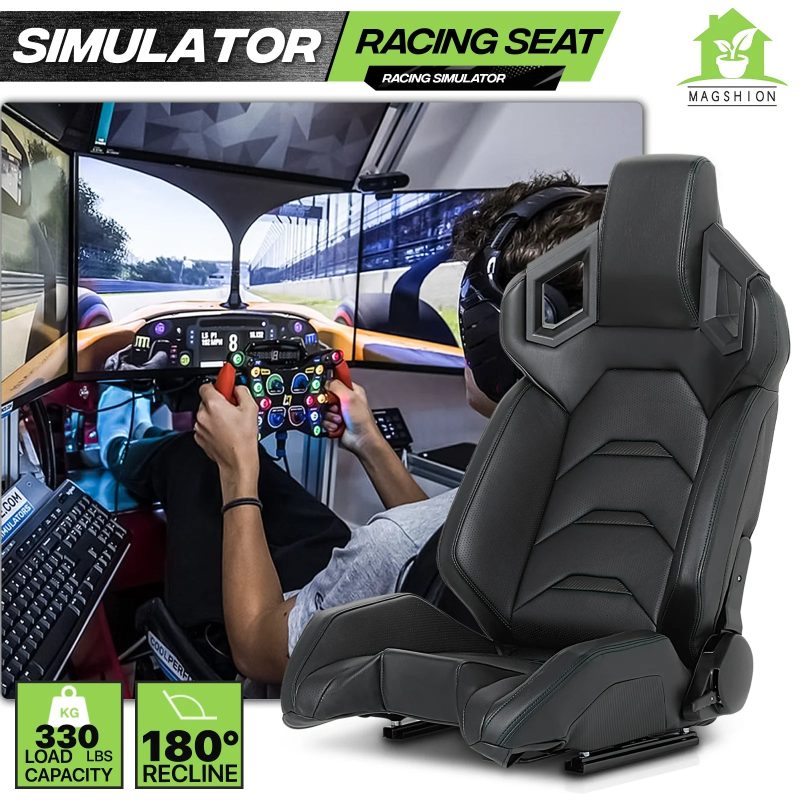 Magshion Ergonomic Racing Seat, Racing Simulator Game Seat with Adjustable Slide, Leather Racing Seat for Racing Simulator Cockpit, Black - Image 5