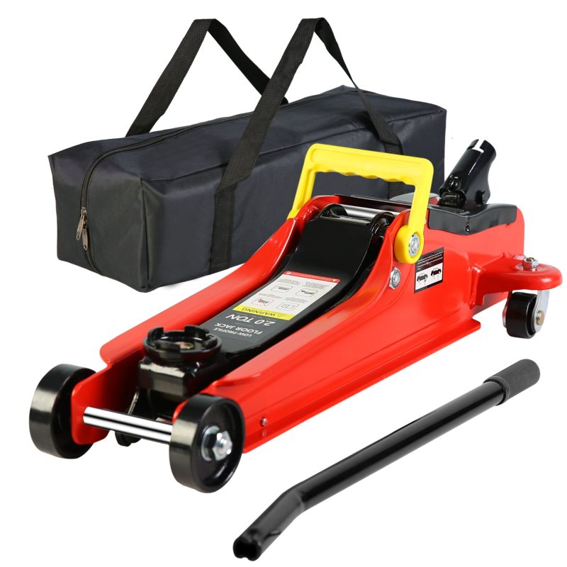 Low Profile Car Jack Lift, Seizeen 2 Ton(4000LBS) Heavy-Duty Floor Jack with Hydraulic Lift Pump, 3.3"-15.2" Quick Lift Jack with Carry Bag, Red - Image 2