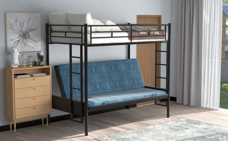 Merax Twin-over-Full Futon Metal Bunk Bed for Children's Bedroom - Image 4