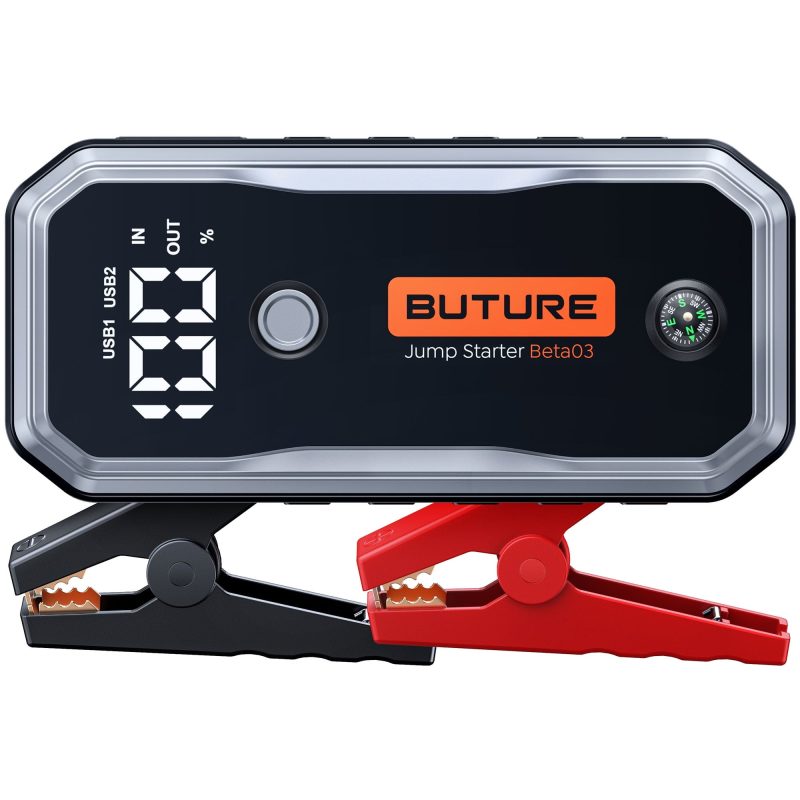 BUTURE Car Jump Starter 5000A (All Gas/10L Diesel)Portable Car Battery Jump Starter with Fast Charge,Extended Cables,Lights