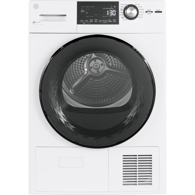 GE 4.1 cu.ft. Ventless Electric Dryer with Stainless Steel Drum GFT14ESSMWW