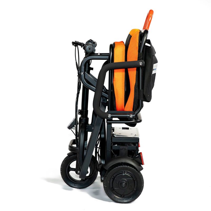 FeatherChair Ezfold Lightweight Electric Power Folding Scooter, Black and Orange - Image 2