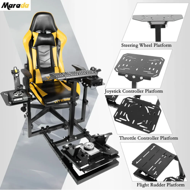 Marada Flight Simulator Cockpit Racing Steering Stand Adjustable Fit for Thrustmaster HOTAS Warthog - Image 3