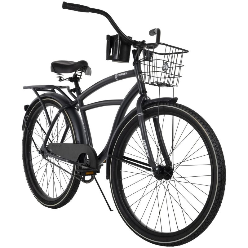 Huffy 26 Baypointe Mens Cruiser Bike with Basket， Gray - Image 6