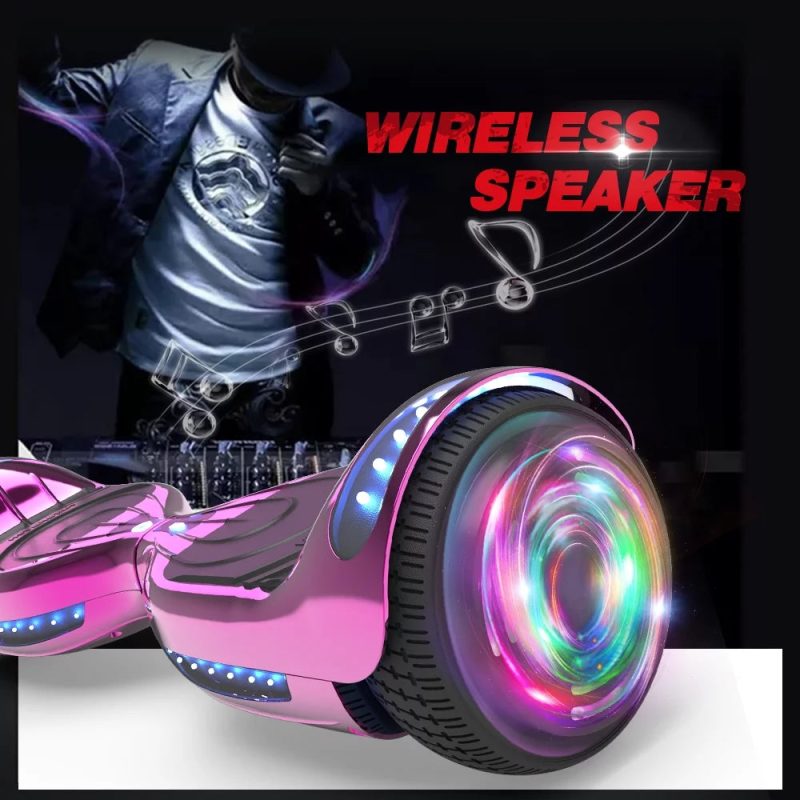 Hoverstar Flash Wheel Certified Hover board 6.5 In. Bluetooth Speaker with LED Light Self Balancing Wheel Electric Scooter , Chrome Pink - Image 5