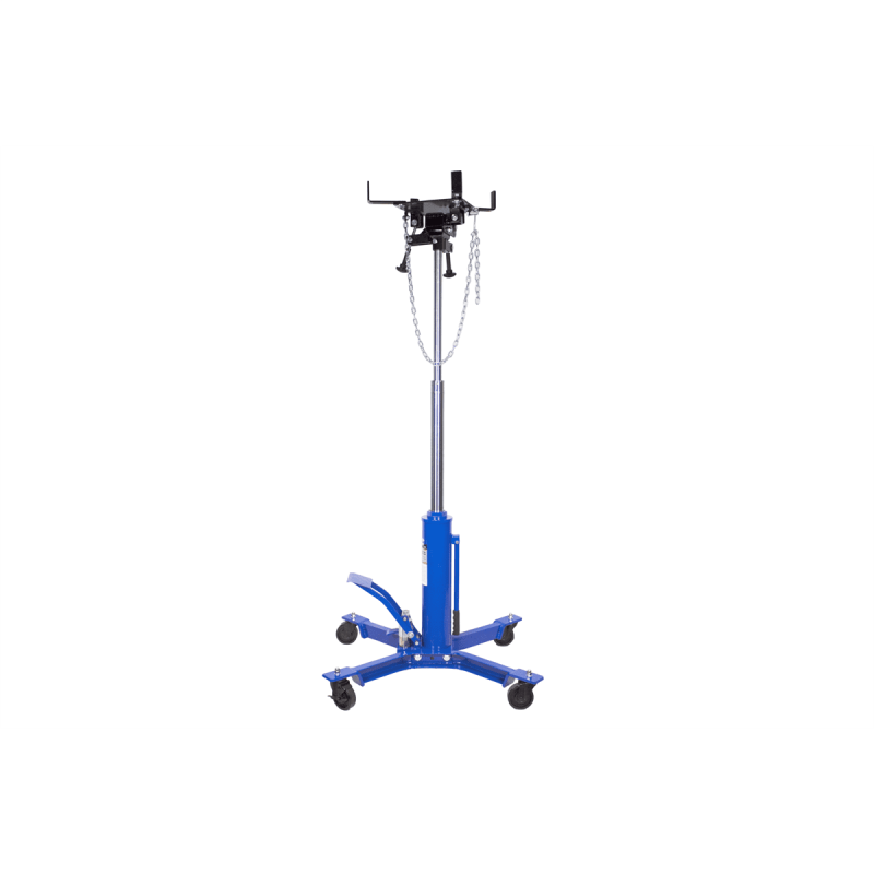 K Tool International XD63505 1,000 lbs. Two Stage Under Hoist Transmission Jack for Garages, Repair Shops and DIY, Height 37" to 76.4", Overload Valve, 2 Angle Adjustments, 4" Swivel Casters, Blue