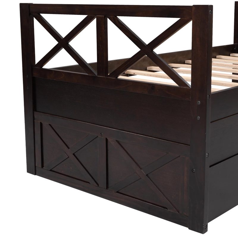 Captain Wood Bed with Trundle and Drawers, Twin for Kids Bedroom, Brown - Image 8