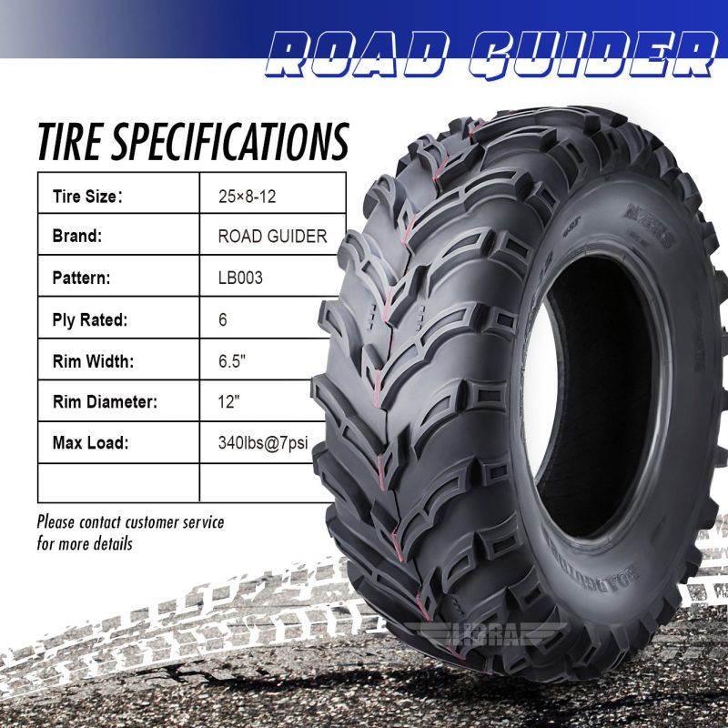 Roadguider ATV/UTV Tires 25x8-12 25X8X12 6PR 10272�� Set 2 - Image 6