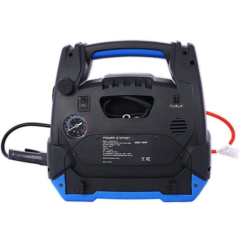 Rechargeable Jump Starter for Gas Diesel Vehicles - 1800 Amps with Air Compressor and AC, 12V DC, USB Power Station - Image 4