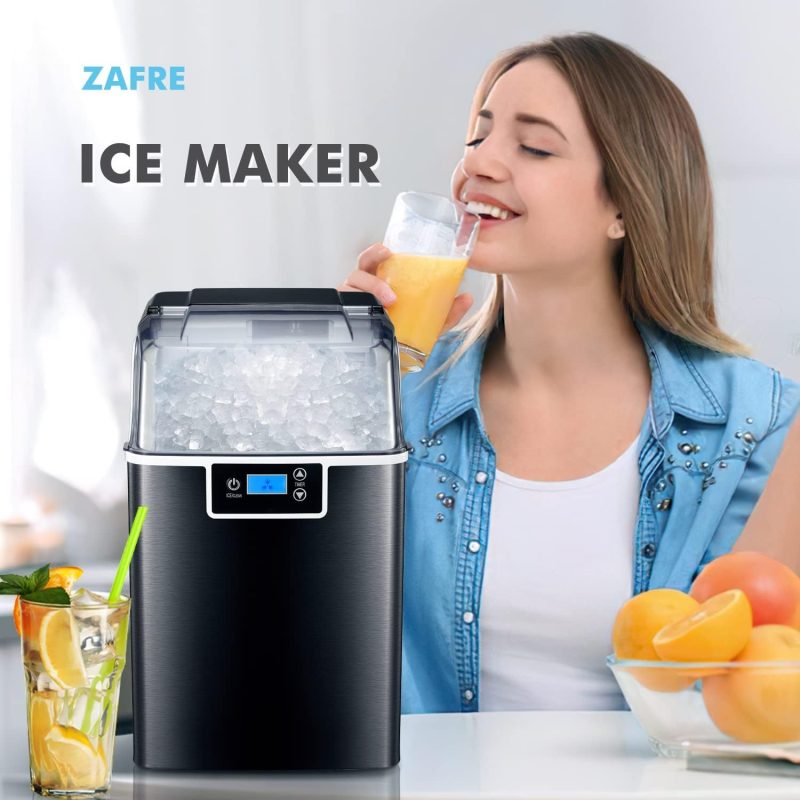 ZAFRO Nugget Ice Makers Countertop with Soft & Chewable Pellet Ice Portable Self-Cleaning Compact Ice Machine 44Lbs/24H with Ice Scoop and Basket - Image 7