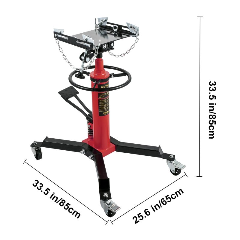 VEVOR Transmission Jack 1100 lbs 2-Stage Hydraulic High Lift Vertical Telescopic,Red - Image 8