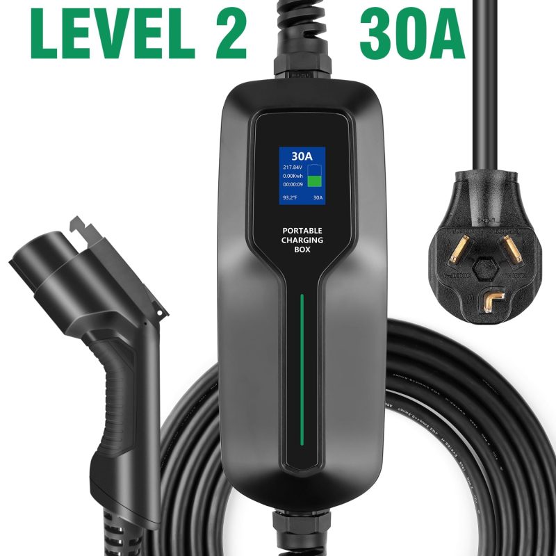 LEFANEV 30 Amp EV Charger Level 2,(NEMA 10-30, 30A/25ft,220V-240V,6.6KW) Portable EVSE Electric Vehicle Charging Station for SAE J1772 Electric Cars - Image 2