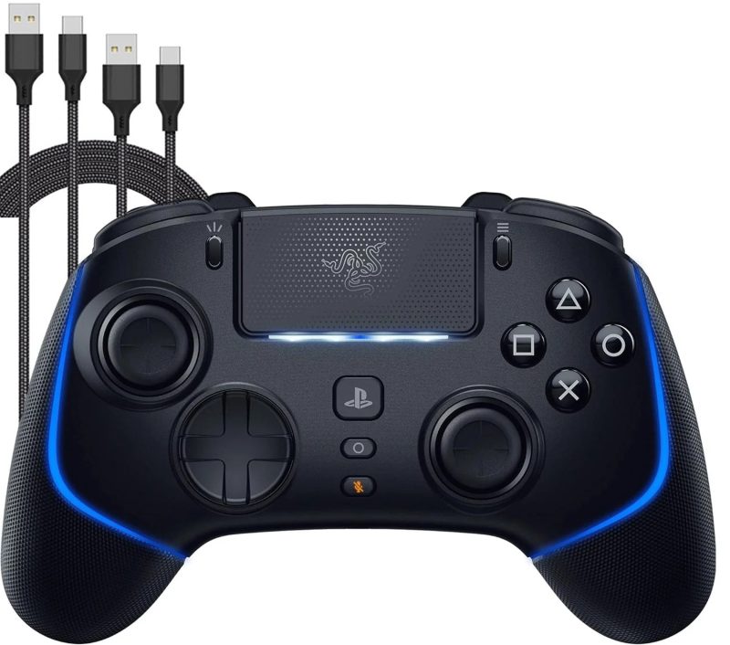 Razer Wolverine V2 Pro Wireless Controller Black HyperSpeed, Mecha-Tactile, RGB Lights for PS5 & PC With 6ft Type C Cable BOLT AXTION Bundle Like New