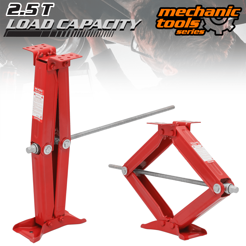 M-AUTO Set of 2 Scissor Jack, 2.5 Ton 5000lbs Heavy Duty Car Jack Tire Repair Tools Kit, RV Trailer Stabilizer Leveling Scissor Jacks with Handle, Red - Image 6