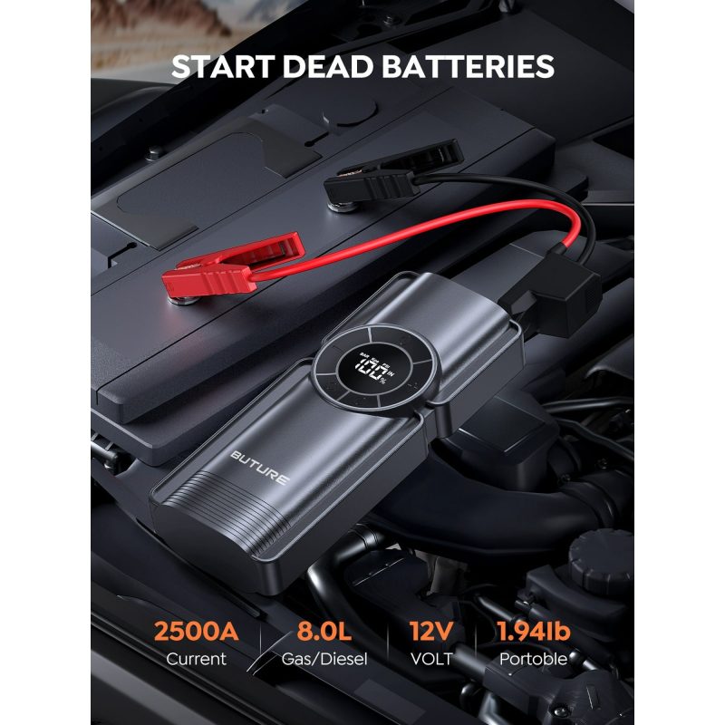 Car Jump Starter With Air Compressor Power Bank 20000mAh 2500A 12V Digital Tire Inflator Buture - Image 3