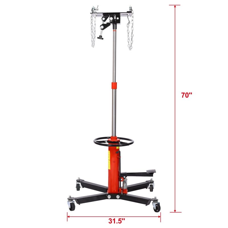 2 Stage 1660lbs Telescopic Transmission Jack with Pedal 360° Swivel Wheel Adjustable Height Hydraulic Jack for Car Lift 0.75 Ton, Red - Image 10