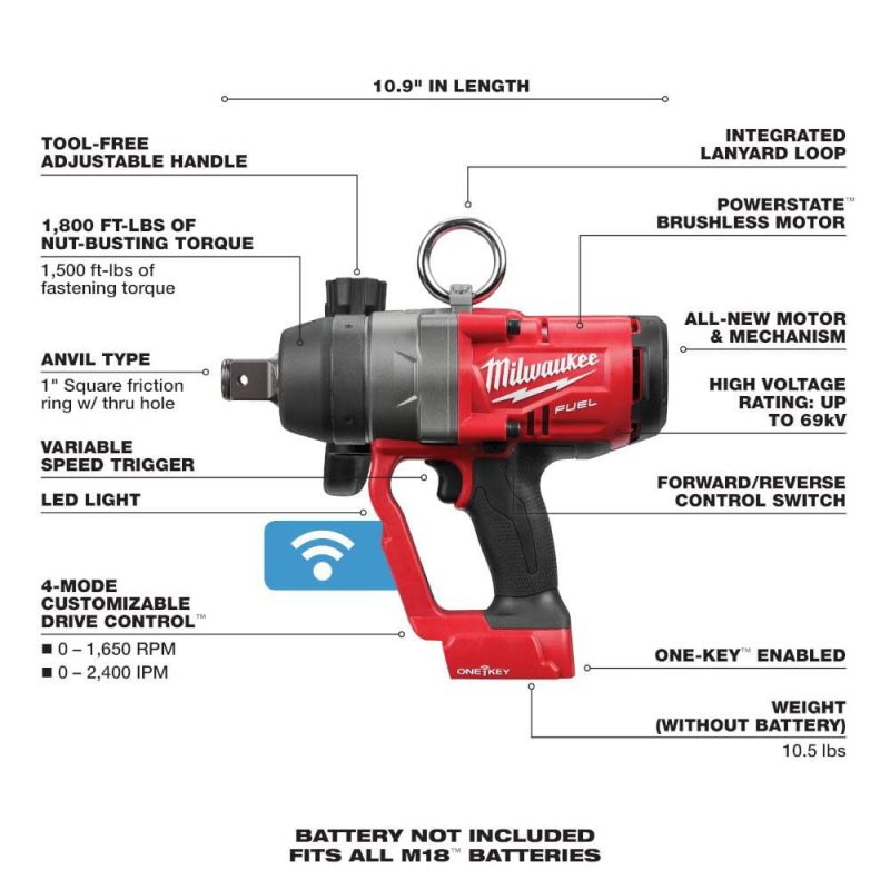 Milwaukee M18 Fuel 18V Lithium-Ion Brushless Impact Wrench with Friction Ring (Tool-Only) + Mazepoly Cleaning Cloth - Image 6