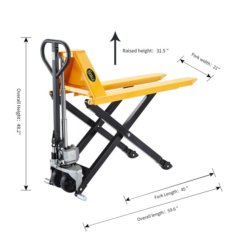 APOLLOLIFT High Lift Truck 31.5" Lifting High Hand Pallet Jack 21x45"Fork 2200lbs - Image 6