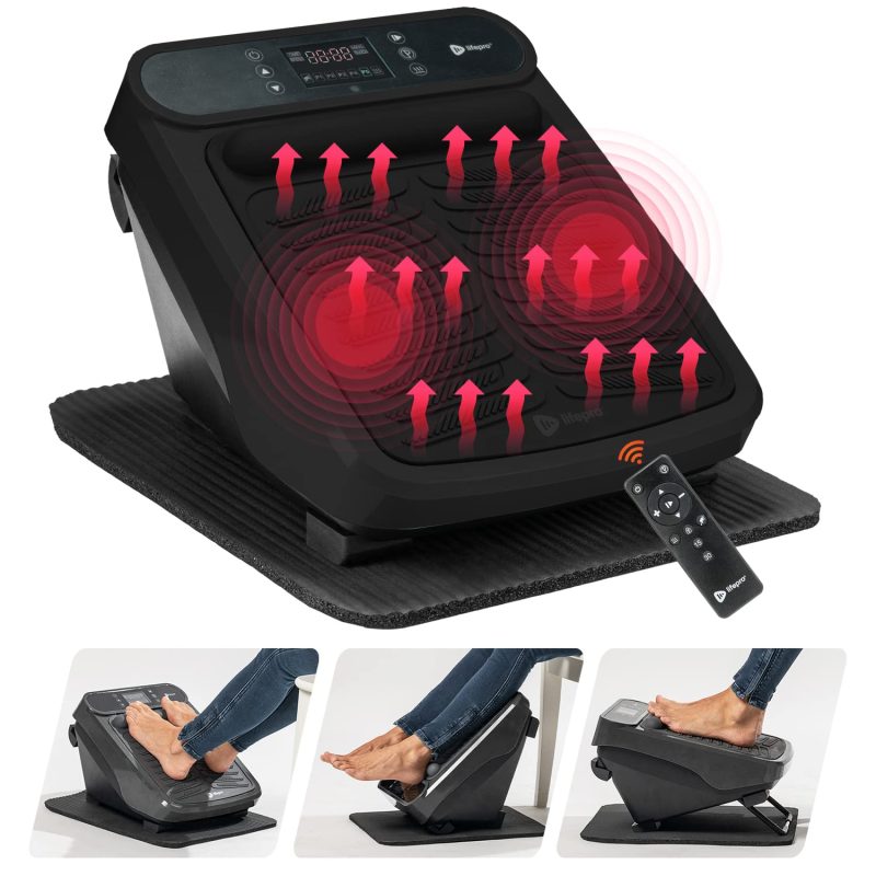 LifePro Foot Massager for Neuropathy - Relaxing Calf & Foot Therapy with Heat Option for Maximum Soothing Effect, Blood Revitalization (Black)