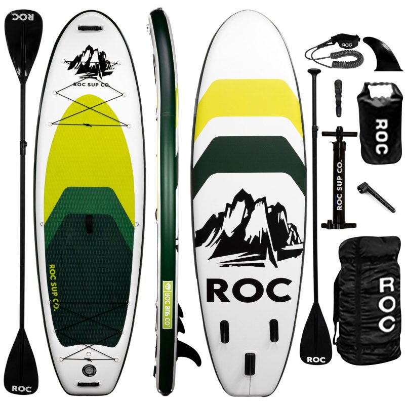 Roc Inflatable Stand Up Paddle Board with Premium sup Accessories and Backpack�� Non-Slip Deck�� Waterproof Bag�� Leash�� Paddle and Hand Pump