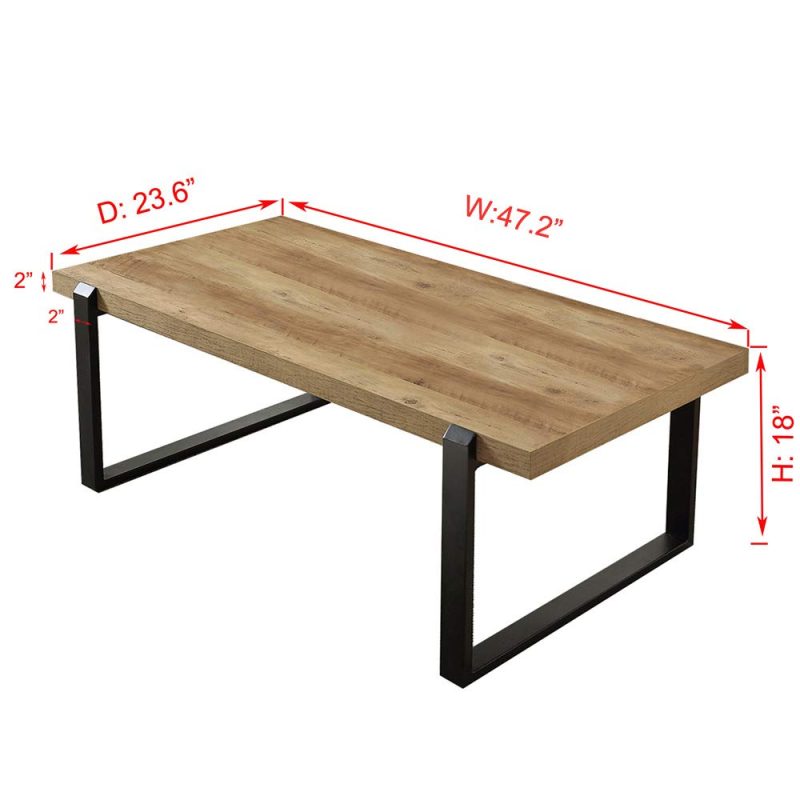 FOLUBAN Rustic Coffee Table,Wood and Metal Industrial Cocktail Tableu00a0for Living Room, 47 Inch Oak - Image 2