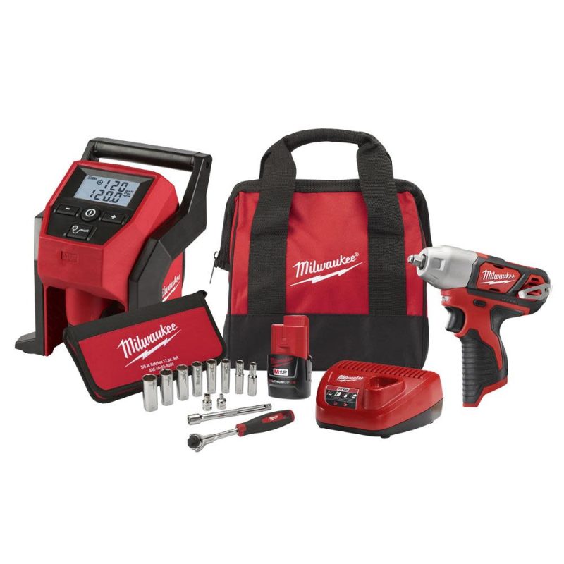 MW M12 3/8 in. Impact Wrench Kit with Inflator 2463-21RS from MW