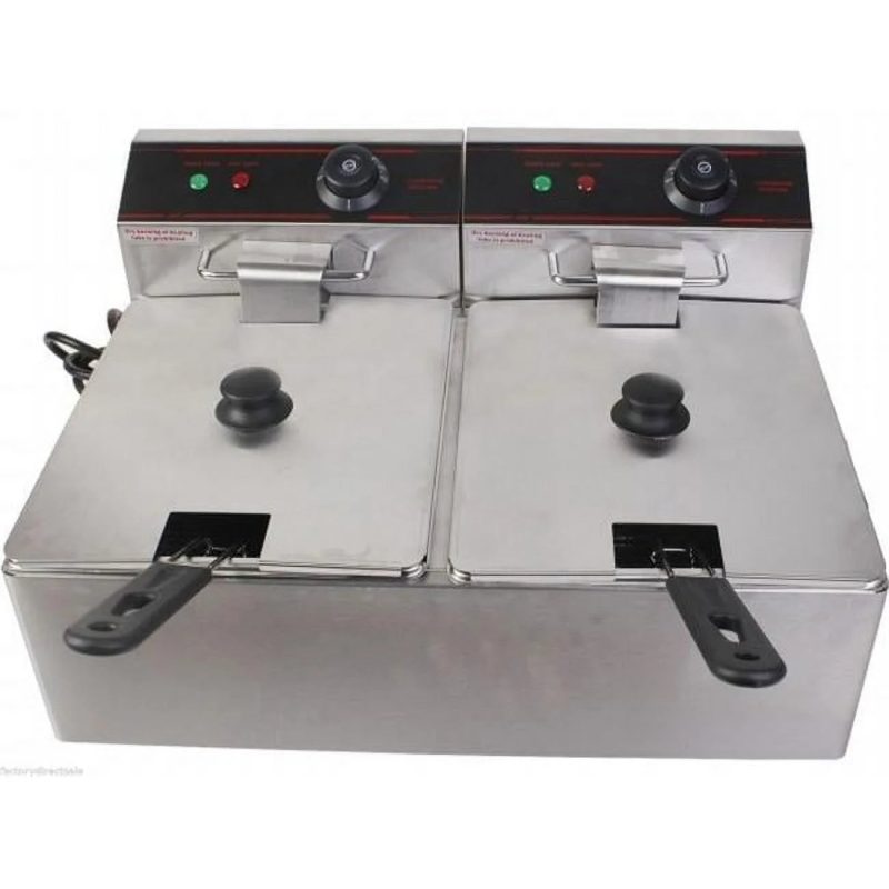 CB15401 Deep Fryer 5000 watt Electric Countertop Dual Tank Stainless Commercial Restaurant