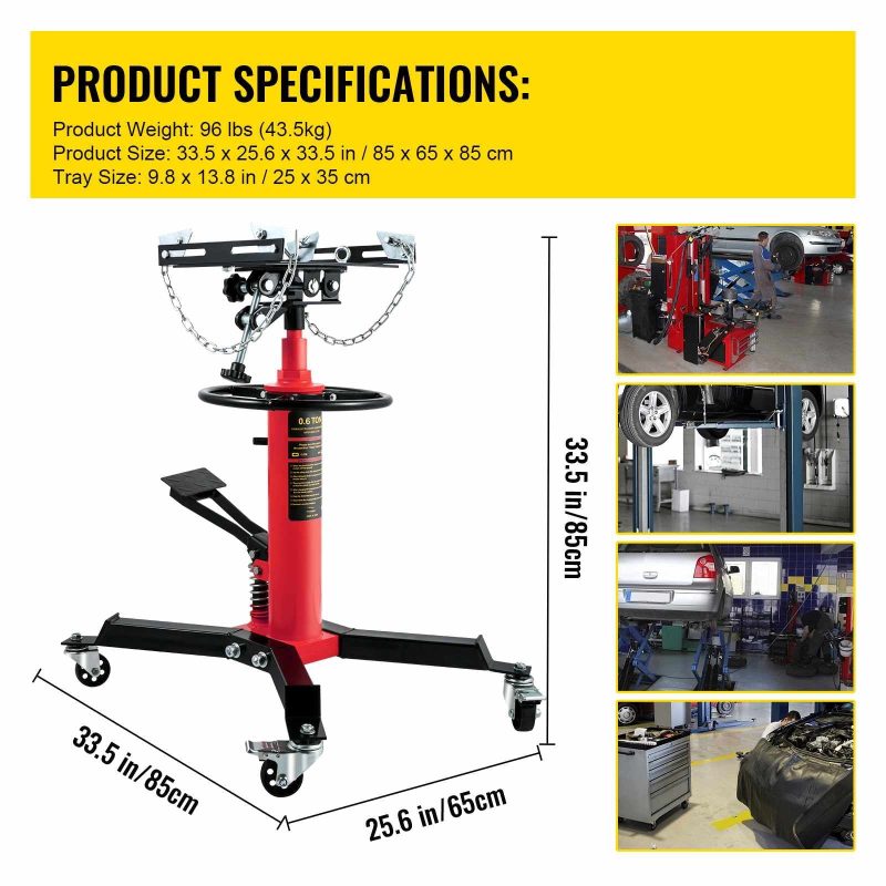 BENTISM Transmission Jack 1322 lbs 2-Stage Hydraulic High Lift Vertical Telescopic - Image 7