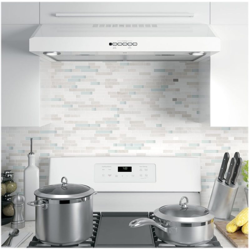 GE - 30" Convertible Range Hood - White on white - Image 2