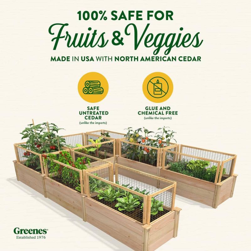 Greenes Fence 8 ft. x 12 ft. x 16.5 in. Premium Cedar U-Shaped Raised Garden Bed with CritterGuard Fencing RCUSB8X12CG - Image 3