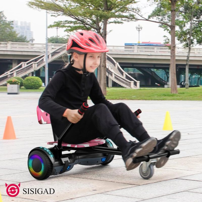 SISIGAD Electric Hoverboard and Kart Combo, Hoverboard with Go Kart Kit, 6.5 inch Wheels with LED Lights for Kids - Image 6