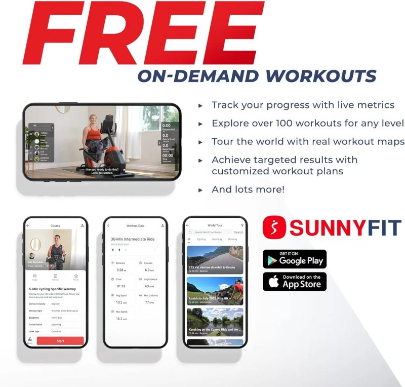 Sunny Health & Fitness Electromagnetic Recumbent Cross Trainer Exercise Elliptical Bike w/Arm Exercisers, Easy Access Seat & Exclusive SunnyFit® App Enhanced Bluetooth Connectivity - SF-RBE4886SMART… - Image 2