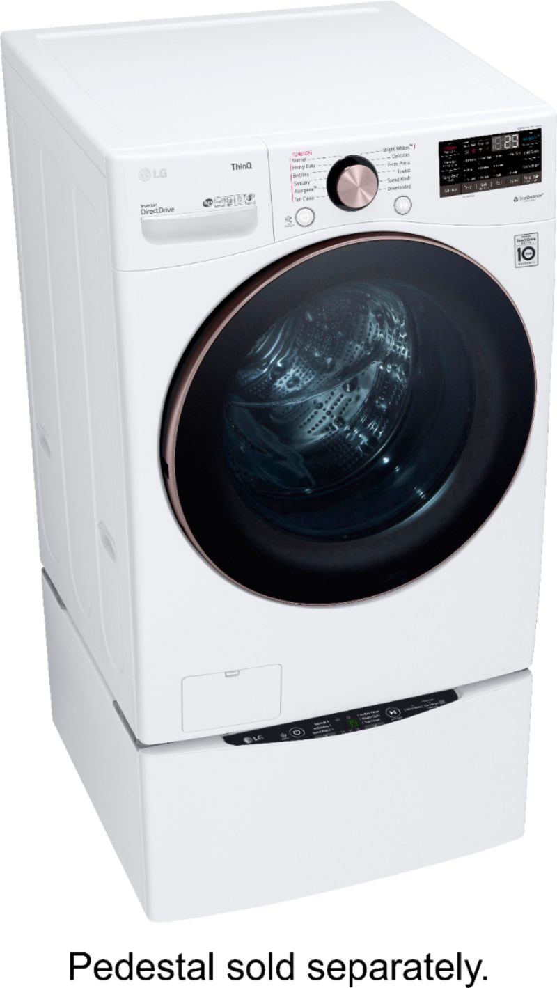 LG - 4.5 Cu. Ft. High-Efficiency Stackable Smart Front Load Washer with Steam and Built-In Intelligence - White - Image 7