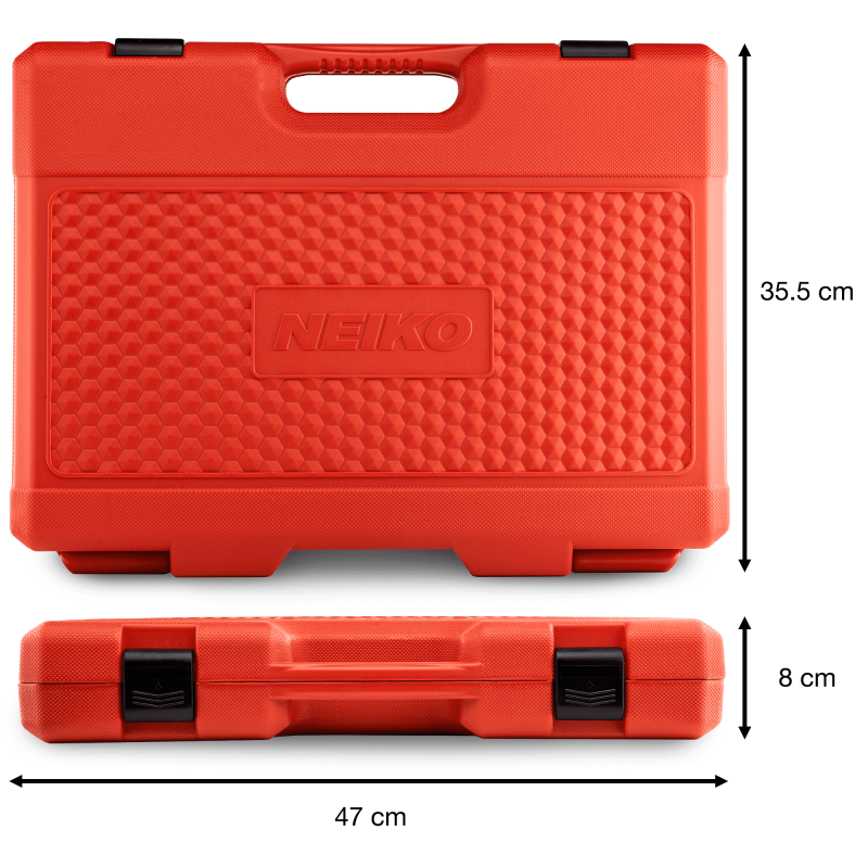 NEIKO 02471A Impact Socket Set, 3/8” Drive, 67 Piece, Metric and Standard Master Socket Set with Shallow & Deep Sockets, Ratchet, Swivel Sockets, Extension Bars, Adapters, Cr-V & Cr-Mo - Image 4