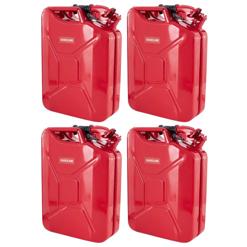 Wavian 3009 5.3 Gallon 20 Liter Authentic CARB Jerry Can with Spout, Red (4 Pack)