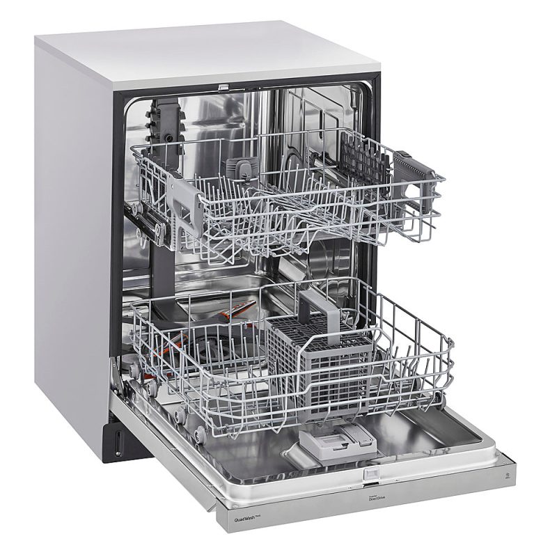 LG - 24" Front Control Dishwasher with Stainless Steel Tub, WiFi, QuadWash, and 48dB - Stainless steel - Image 3