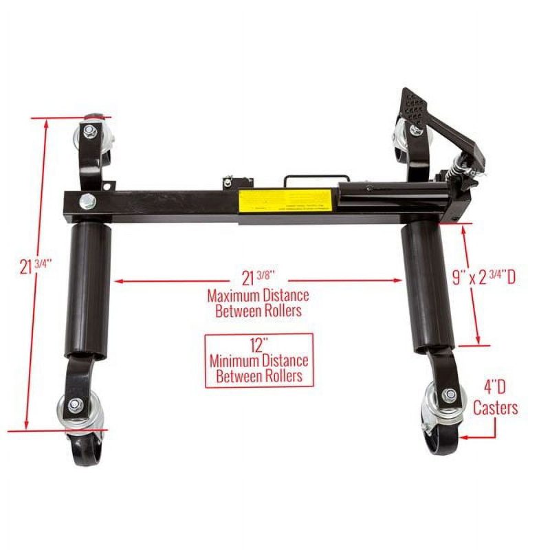 Black Widow BW-CJD-2 Hydraulic Vehicle Jack and Wheel Dollies (Pack oF-2) - Image 5