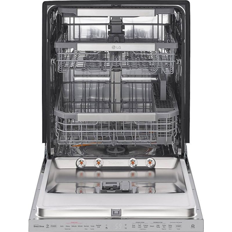 LG - 24" Top Control Built-In Smart WiFi-Enabled Dishwasher with Steam, 3rd Rack and Stainless Steel Tub - Stainless steel - Image 9