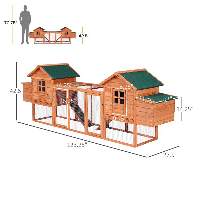 Pawhut Wooden Chicken Coop Nesting Box Poultry Cage Run Outdoor Backyard Large - Image 7