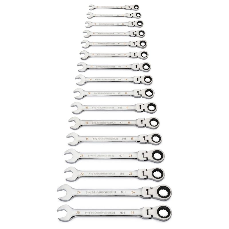 GearWrench 16Pc 12PT Metric Flex Combi Ratchet Wrench Set - Image 3