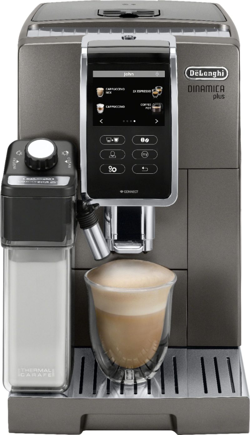 De'Longhi - Dinamica Plus Fully Automatic Espresso Machine with Built-in Grinder - Titanium - Image 3