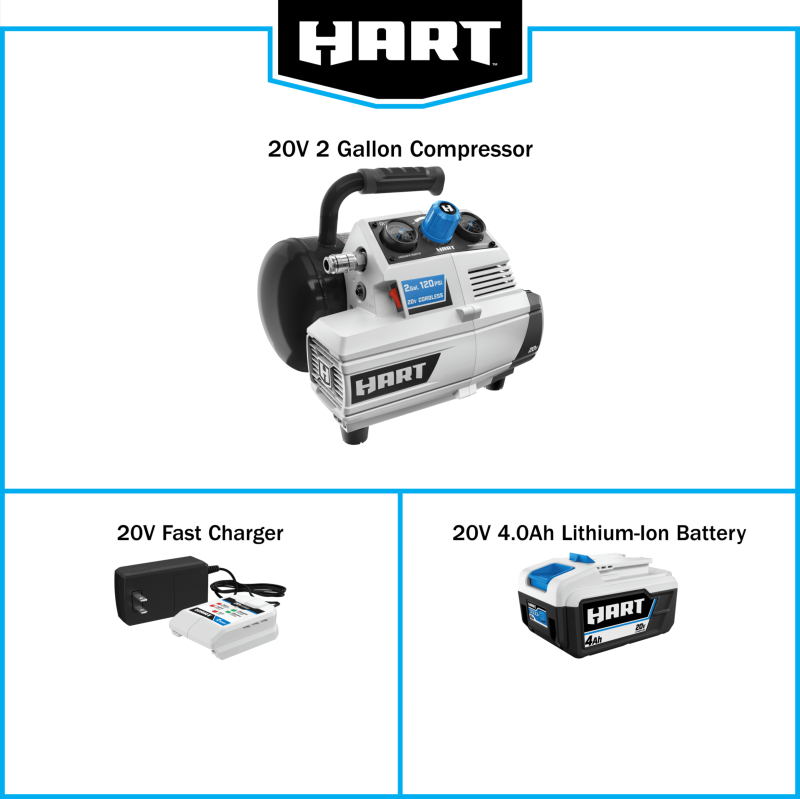 HART 20-Volt 2 Gallon Compressor Kit, (1) 4Ah Lithium-Ion Battery - Image 7