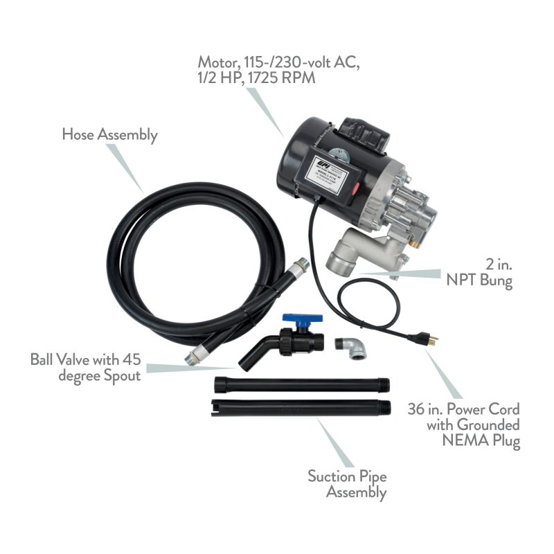 GPI - L5116 High Viscosity Oil Pump, 16 QPM, 115V/230AC Oil Transfer Pump for Viscous Fluids that Features a 0.75” Ball Valve Nozzle, 8 Foot Hose, 3 Foot Power Cord with Three-Prong Plug (142100-01) - Image 3