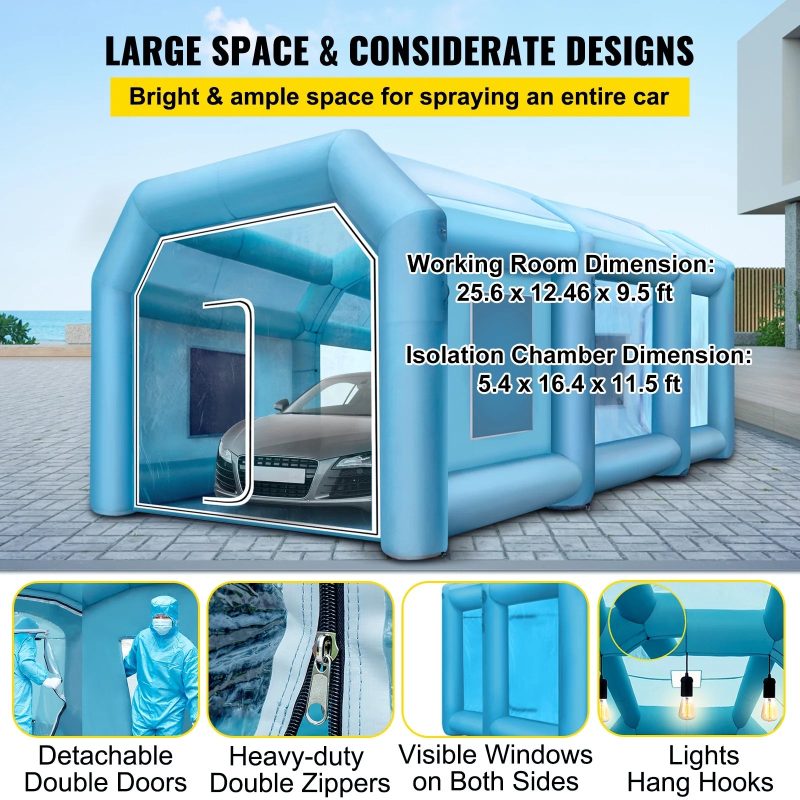 SKYSHALO Inflatable Paint Booth, Inflatable Spray Booth with Filter System Portable, Car Paint Booth for Car Parking Tent Workstation (33x16.4x11.5ft) - Image 4