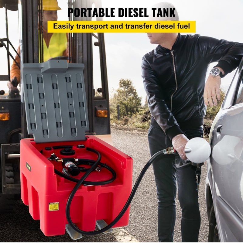 VEVOR Portable Diesel Tank, 58 Gallon Capacity, Diesel Fuel Tank with 12V Electric Transfer Pump, Polyethylene Diesel Transfer Tank for Easy Fuel Transportation, Red - Image 2