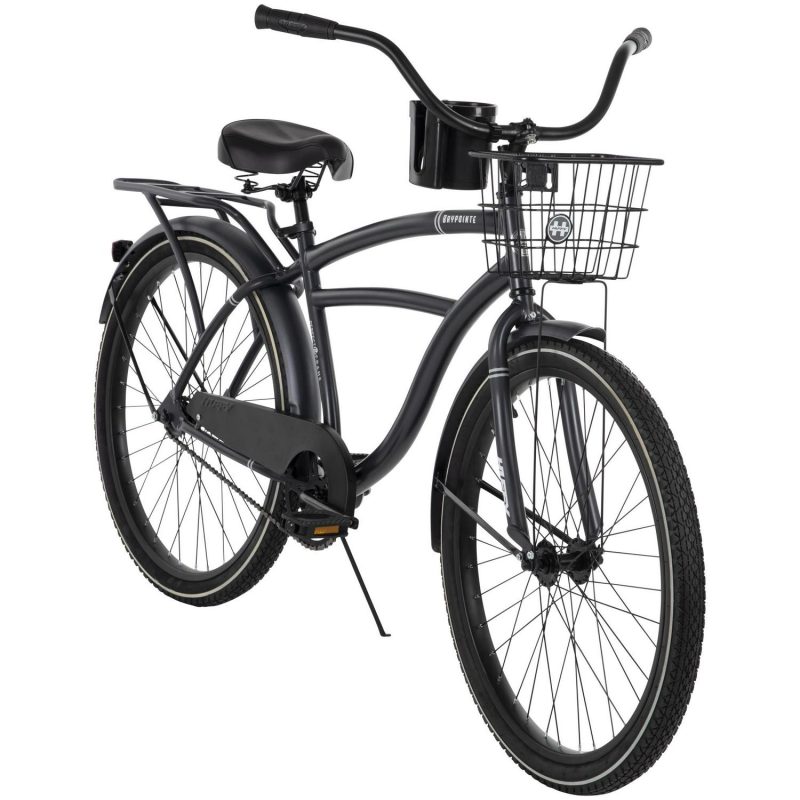 Huffy 26 Baypointe Mens Cruiser Bike with Basket， Gray - Image 10