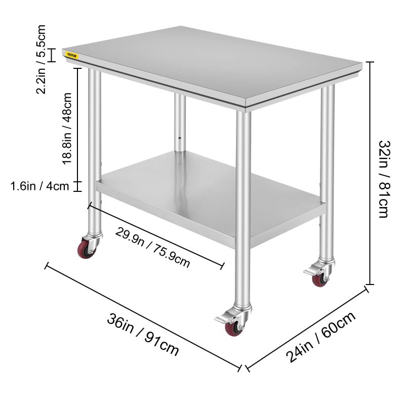 Mophorn Stainless Adjustable Commercial Worktable - Image 8